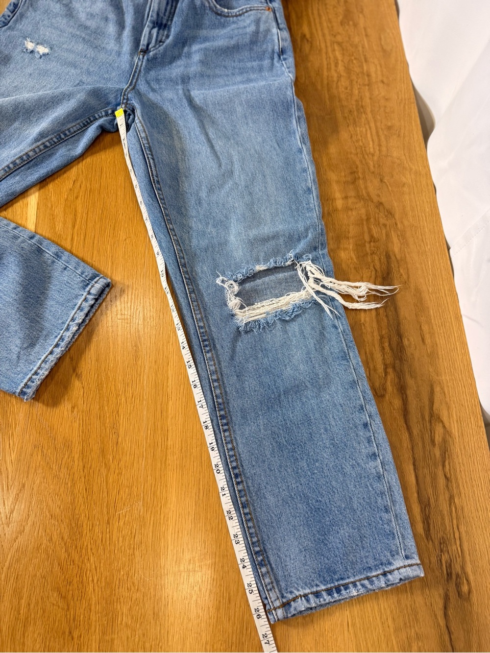 Free People Distressed Light Wash Straight Leg High Rise Jeans Size 28 - Picture 3 of 12